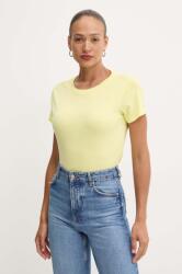 Pinko tricou din bumbac femei, culoarea galben, 100373 A228 9BYH-TSD07J_10A (100373.A228)