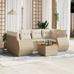 vidaXL 7 részes bézs polyrattan kerti ülőgarnitúra párnákkal (3257234)