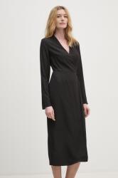 Calvin Klein rochie culoarea negru, midi, evazată, K20K207658 9BYH-SUD1A3_99X (K20K207658)