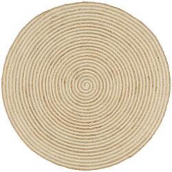 vidaXL kézzel font jutaszőnyeg fehér spirális dizájnnal 120 cm (133717)