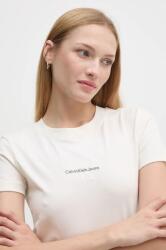 Calvin Klein Jeans tricou din bumbac femei, culoarea bej, J20J223563 9BYH-TSD011_01X (J20J223563)