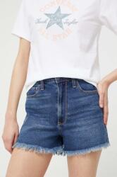 Hollister Co Hollister Co. pantaloni scurti jeans CURVY JEANS femei, culoarea albastru marin, neted, high waist PPYX-SZD0ZS_59X