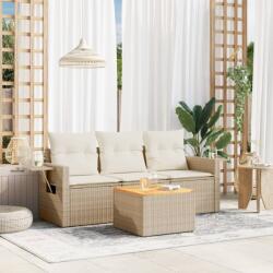 vidaXL 4 részes bézs polyrattan kerti ülőgarnitúra párnákkal (3256765)
