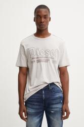 Diesel tricou din bumbac T-RAWJUST barbati, culoarea bej, cu imprimeu, A14016.0KMAH 9BYH-TSM0MK_02X