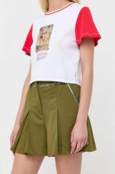 Max&Co MAX&Co. pantaloni scurti Supermax x Superga femei, culoarea verde, neted, high waist 9BYX-SZD01R_91X