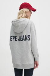 Pepe Jeans bluza FERGIE femei, culoarea gri, cu glugă, cu imprimeu, PL581455 9BYH-BLD0F9_09X