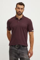 Boss polo de bumbac culoarea bordo, neted PPYY-TSM287_93X