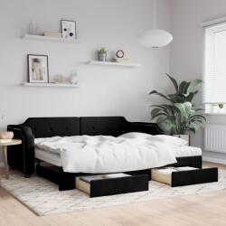 vidaXL fekete kihúzható szövet heverő fiókokkal 100 x 200 cm (3197695)