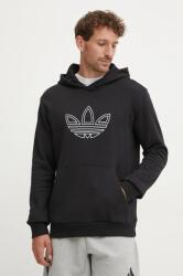 Adidas hanorac de bumbac Outline Hoodie barbati, culoarea negru, cu glugă, cu imprimeu, JJ1506 9BYH-BLM0W3_99X (JJ1506)