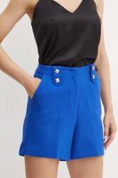 Morgan pantaloni scurti SHESK. F femei, culoarea albastru marin, neted, high waist, SHESK. F 9BYH-SZD04U_59X (SHESK.F)