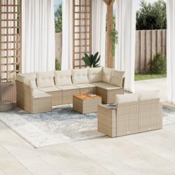 vidaXL 10 részes bézs polyrattan kerti ülőgarnitúra párnával (3256604) - vidaxl