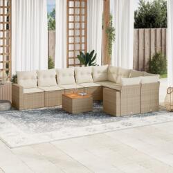 vidaXL 10 részes bézs polyrattan kerti ülőgarnitúra párnával (3256611) - vidaxl