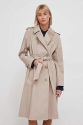 Tommy Hilfiger trench femei, culoarea bej, de tranziție, cu două rânduri nasturi WW0WW40482 PPYH-KPD008_80X (WW0WW40482)