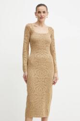 Luisa Spagnoli rochie din lână COMPLICITA culoarea auriu, midi, mulata, 58410 9BYH-SUD0P0_10Y