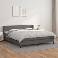 vidaXL szürke műbőr rugós ágy matraccal 160 x 200 cm (3130671)