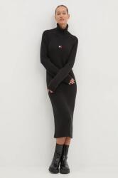 Tommy Hilfiger rochie din bumbac culoarea negru, midi, mulata, DW0DW19815 9BYH-SUD1F1_99X