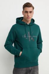 Calvin Klein hanorac de bumbac barbati, culoarea verde, cu glugă, cu imprimeu, J30J320805 9BYX-BLM016_79X