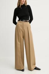 A. L. C A. L. C. pantaloni de bumbac culoarea maro, lat, high waist, 2PANT01094 9BYH-SPD17O_82X