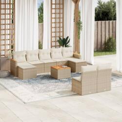 vidaXL 10 részes bézs polyrattan kerti ülőgarnitúra párnával (3258782)