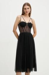 Elisabetta Franchi rochie culoarea negru, midi, evazată, AB73847E2 9BYH-SUD0UL_99X (AB73847E2)