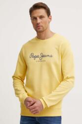 Pepe Jeans hanorac de bumbac SAUL CREW barbati, culoarea galben, cu imprimeu, PM582702 9BYH-BLM06K_11X