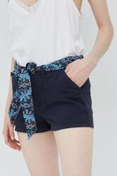 Superdry pantaloni scurti femei, culoarea albastru marin, neted, medium waist PPYY-SZD0OH_59X (W7110295A.00S)