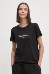 Pepe Jeans tricou din bumbac FIORE femei, culoarea negru, PL505951 9BYH-TSD0OZ_99X