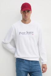 Pepe Jeans hanorac de bumbac SEAN barbati, culoarea alb, cu imprimeu, PM582699 9BYH-BLM0OA_00X (PM582699)