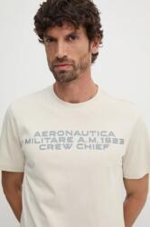 Aeronautica Militare tricou barbati, culoarea bej, cu imprimeu, TS2330J611 9BYH-TSM13S_01X