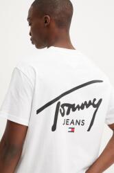 Tommy Jeans tricou din bumbac barbati, culoarea alb, cu imprimeu, DM0DM18536 9BYH-TSM06Y_00X