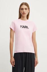 Karl Lagerfeld tricou din bumbac femei, culoarea roz, 24WW1703 9BYH-TSD1D0_03X