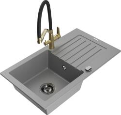 Mexen Pablo, gránit mosogató 752x436x161 mm, 1 kamrás és Duo mosogató csaptelep, szürke, 6510-71-671701-57-B (6510-71-671701-57-B)