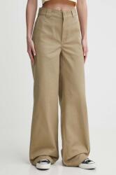 Dickies pantaloni WIDE LEG WORK PANT W femei, culoarea verde, lat, high waist, DK0A4YSE PPYH-SPD0ZB_91X