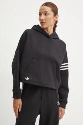 Adidas bluza Neuclassics femei, culoarea negru, cu glugă, neted, IW5607 9BYH-BLD0UI_99X