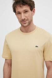 Lacoste tricou din bumbac culoarea bej, neted PPYK-TSM10F_80A