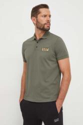 EA7 Emporio Armani polo de bumbac culoarea verde, neted PPYH-POM02M_97X