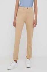 Pepe Jeans pantaloni femei, culoarea bej, fason chinos, high waist 9BYX-SPD0KS_80X