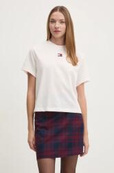 Tommy Jeans tricou femei, culoarea bej, DW0DW17391 PPYH-TSD03C_01X (DW0DW17391)