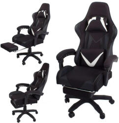  Gamer forgószék, irodai fotel, lábtámasszal, fekete