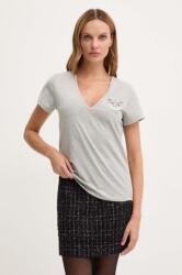 Pinko tricou din bumbac femei, culoarea gri, 100372 A24E 9BYH-TSD06Y_90X (100372.A24E)