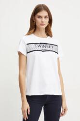 Twinset tricou din bumbac femei, culoarea alb, 242TT2290 9BYH-TSD0U9_00X