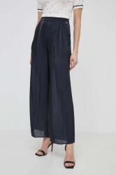 Giorgio Armani pantaloni femei, culoarea albastru marin, lat, high waist PPYH-SPD0KI_59X