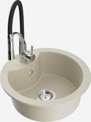 Mexen Diego, 1 kamrás gránit mosogató 488x488x167 mm és Aster mosogató csaptelep, bézs, 6512-69-73450-07 (6512-69-73450-07)