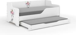  LILU gyerekágy laminált előlappal és oldallal 160x80cm matraccal és ágyneműtárolóval, kihúzható, belső 140x70 cm-es matraccal - őzike pillangóval