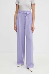 Boss pantaloni femei, culoarea violet, drept, high waist PPYX-SPD02A_44X