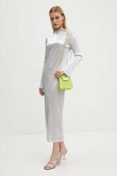 Never Fully Dressed rochie Silver Plisse Sophia culoarea argintiu, midi, drept, NFDDR1588 9BYH-SUD1JT_SLV