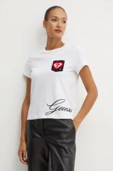 Guess tricou din bumbac femei, culoarea alb, W4PI66 K7DN0 9BYH-TSD100_00X