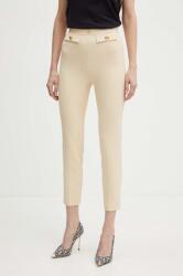 Elisabetta Franchi pantaloni femei, culoarea bej, mulata, high waist, PA02446E2 9BYH-SPD08N_01X