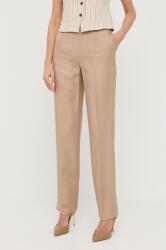 Luisa Spagnoli pantaloni din amestec de in culoarea bej, lat, high waist PPYX-SPD0U5_80A