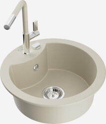 Mexen Diego, 1 kamrás gránit mosogató 488x488x167 mm és Flora mosogató csaptelep, bézs, 6512-69-670401-09 (6512-69-670401-09)